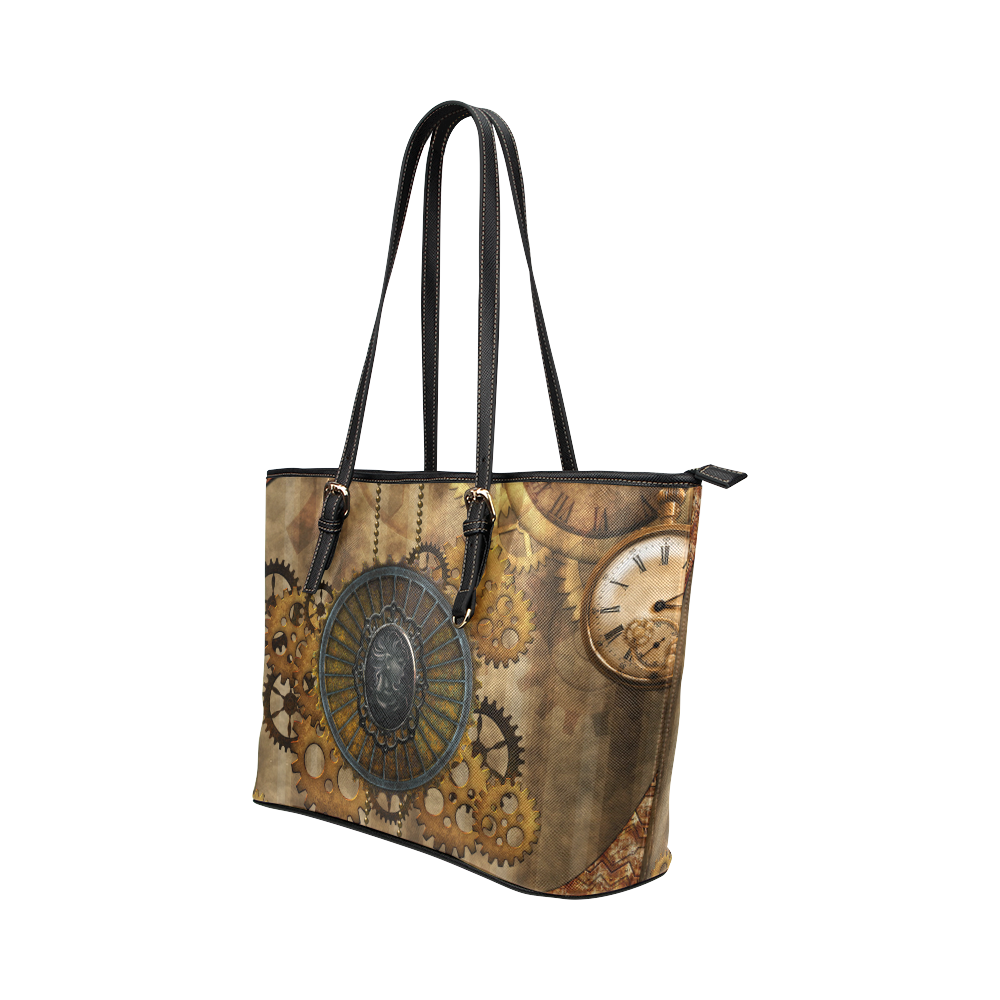 Steampunk, elegant, noble design Leather Tote Bag/Large (Model 1651)