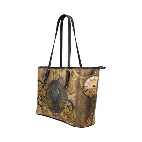 Steampunk, elegant, noble design Leather Tote Bag/Large (Model 1651)