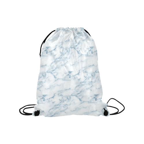 Italian Marble,Rimini Blu,white,blue Medium Drawstring Bag Model 1604 (Twin Sides) 13.8"(W) * 18.1"(H)