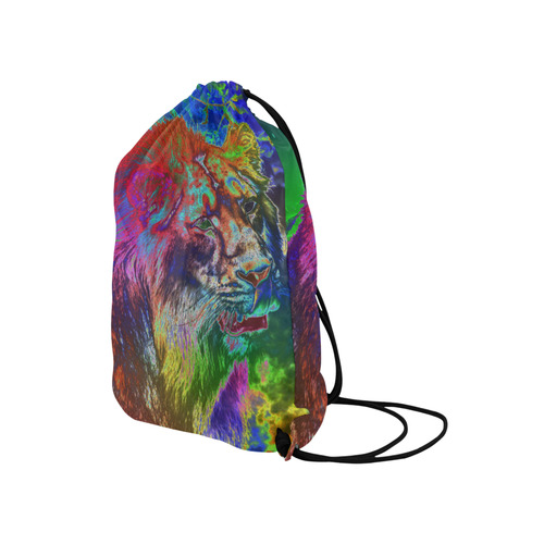 NEON Lion Medium Drawstring Bag Model 1604 (Twin Sides) 13.8"(W) * 18.1"(H)