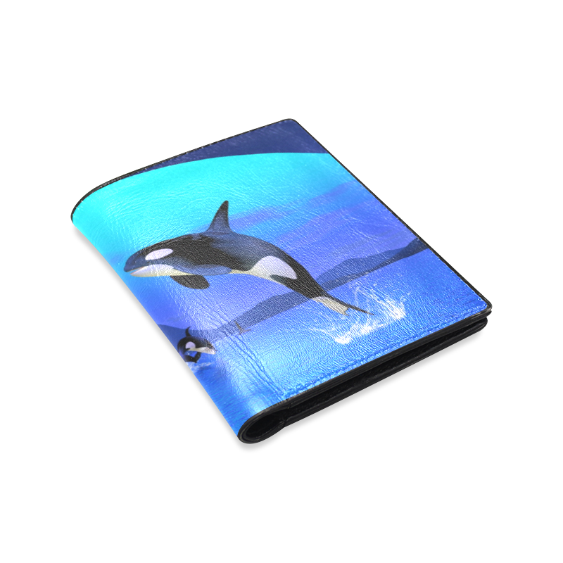 A Orca Whale Enjoy The Freedom Men's Leather Wallet (Model 1612)