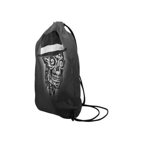 Elegant Skull with hat,B&W Small Drawstring Bag Model 1604 (Twin Sides) 11"(W) * 17.7"(H)