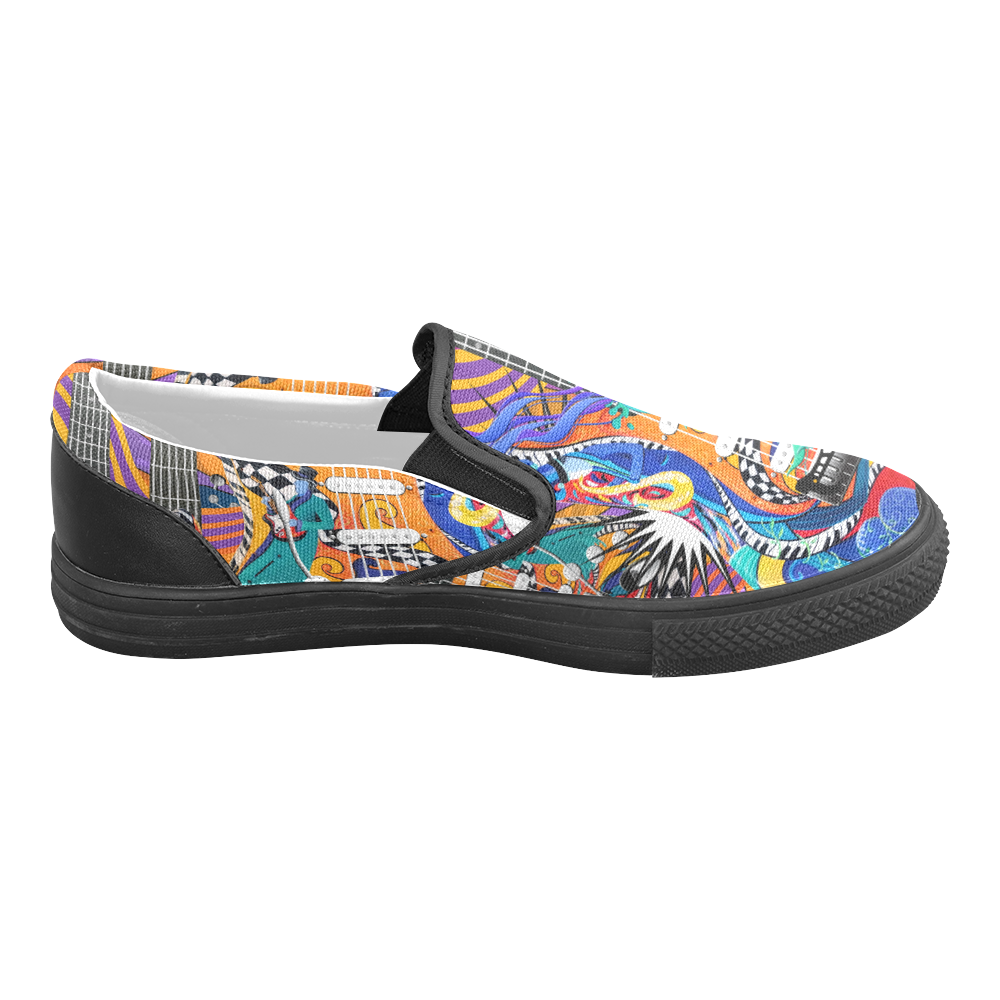 Rock Band Colorful Electric Guitar Musician Pop Art Print Slip-on Canvas Shoes for Men/Large Size (Model 019)