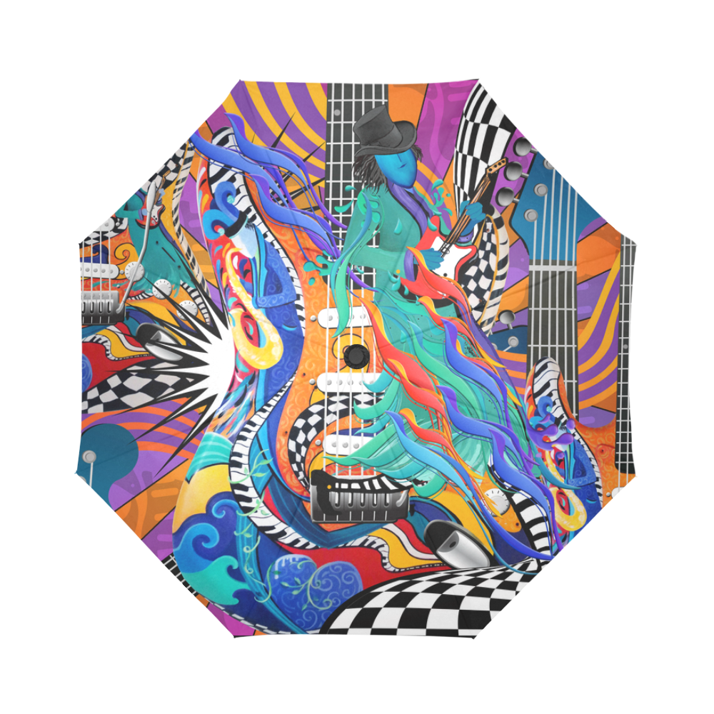 Rock Band Electric Guitar Music Gift by Juleez Auto-Foldable Umbrella (Model U04)
