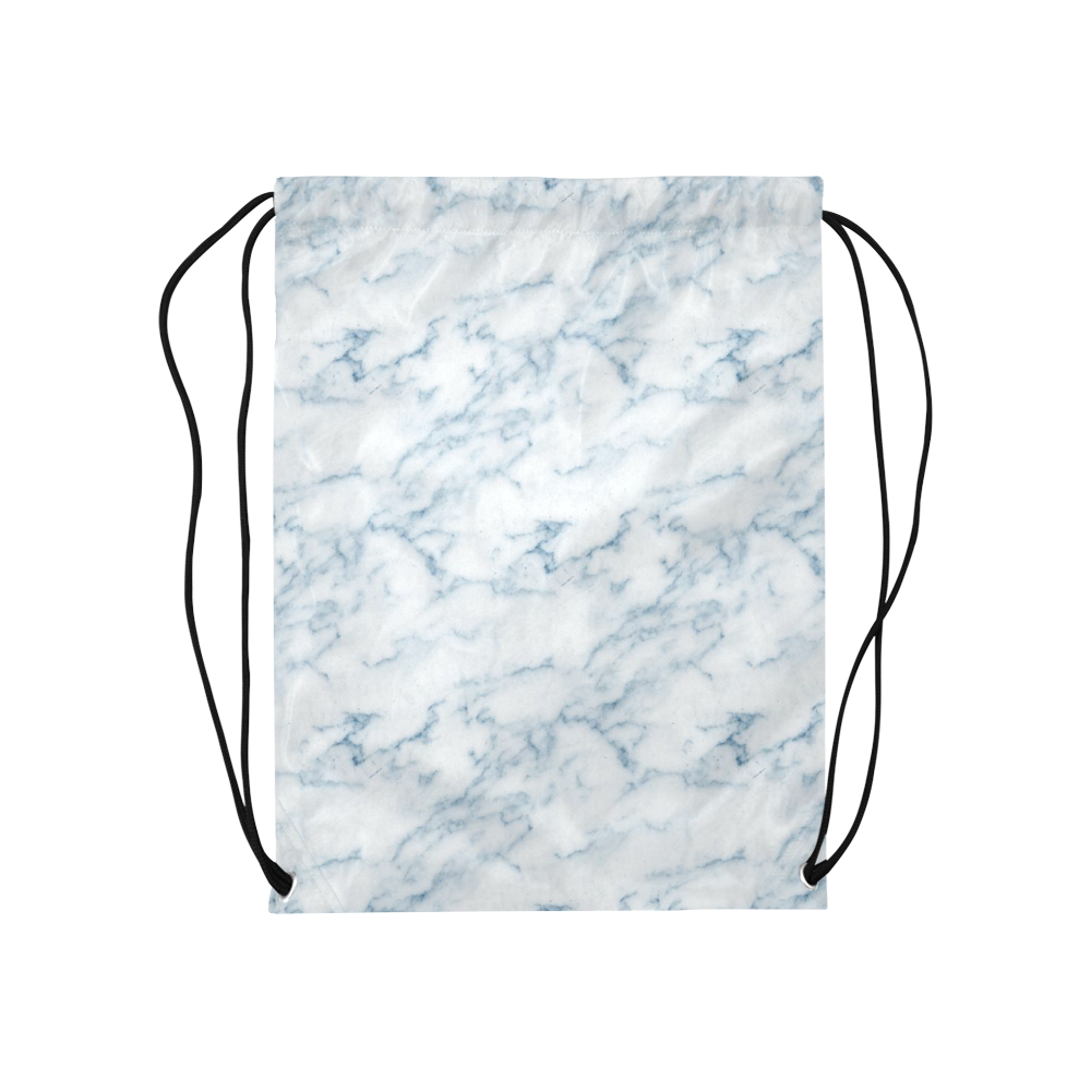 Italian Marble,Rimini Blu,white,blue Medium Drawstring Bag Model 1604 (Twin Sides) 13.8"(W) * 18.1"(H)
