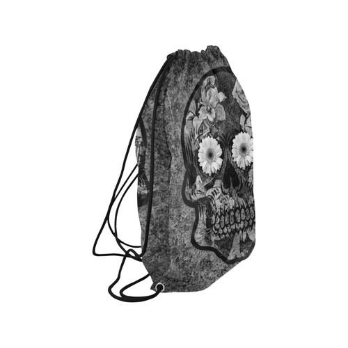 Smiling flower Sugarskull A Medium Drawstring Bag Model 1604 (Twin Sides) 13.8"(W) * 18.1"(H)