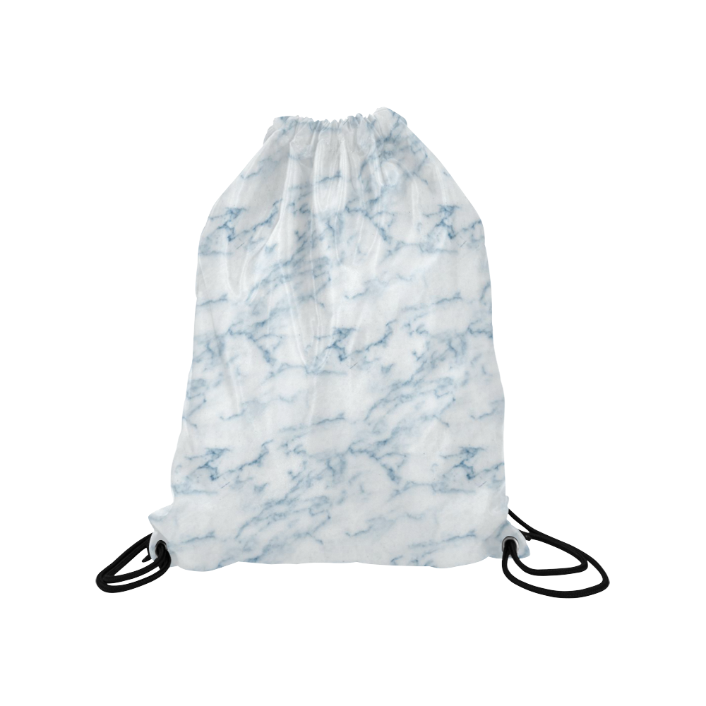 Italian Marble,Rimini Blu,white,blue Medium Drawstring Bag Model 1604 (Twin Sides) 13.8"(W) * 18.1"(H)