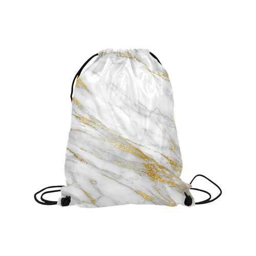 italian Marble, white and gold Medium Drawstring Bag Model 1604 (Twin Sides) 13.8"(W) * 18.1"(H)