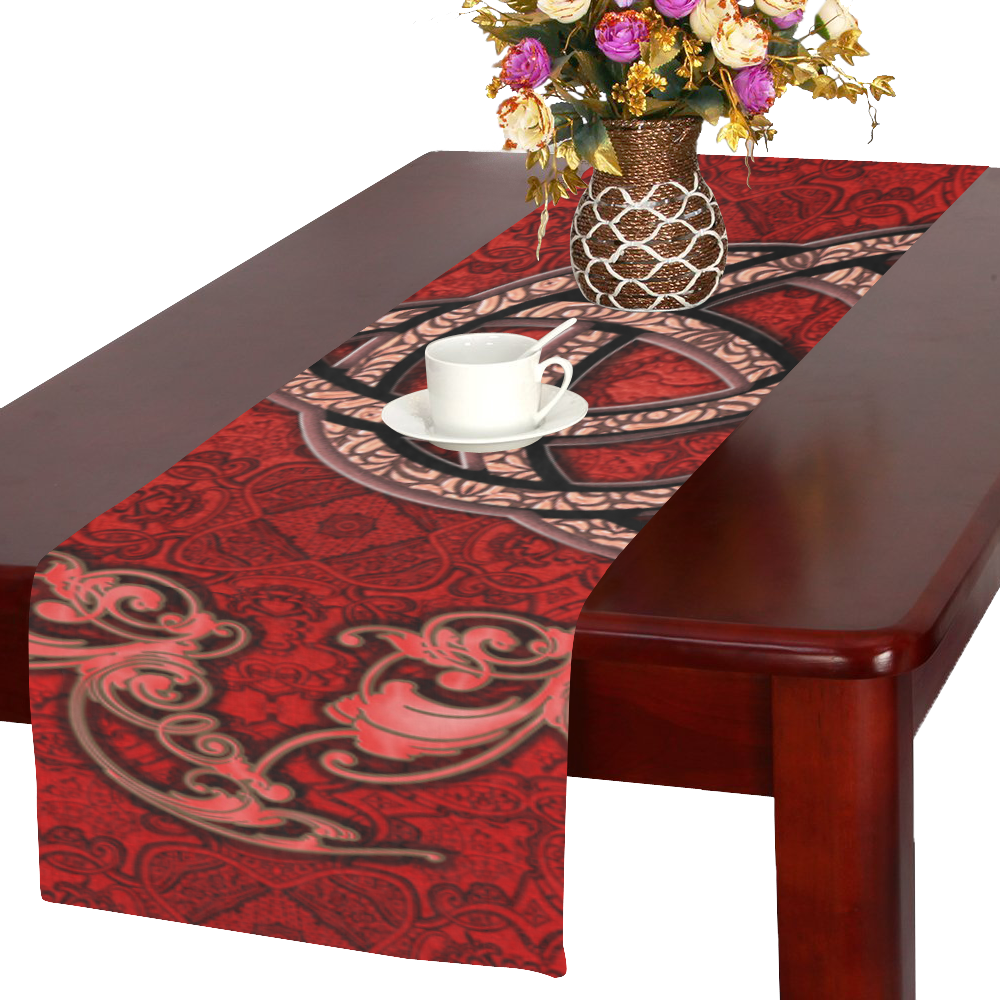 The celtic sign in red colors Table Runner 16x72 inch