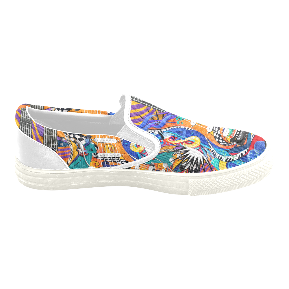 Music Sneakers Colorful Guitar Art by Juleez Slip-on Canvas Shoes for Men/Large Size (Model 019)