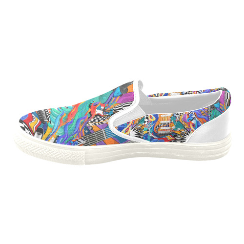 Music Sneakers Colorful Guitar Art by Juleez Slip-on Canvas Shoes for Men/Large Size (Model 019)