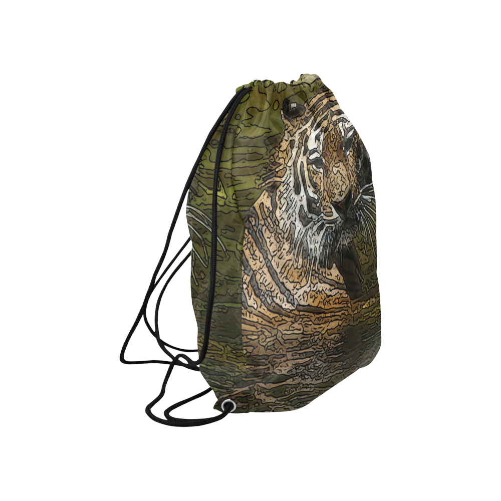 animal artstudion 15416 tiger Large Drawstring Bag Model 1604 (Twin Sides)  16.5"(W) * 19.3"(H)