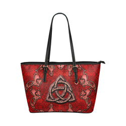 The celtic sign in red colors Leather Tote Bag/Small (Model 1651)