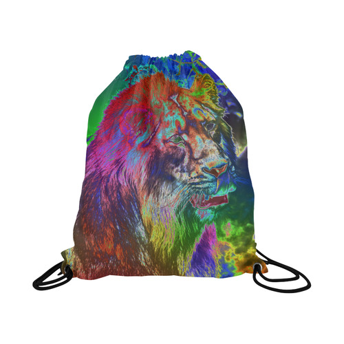 NEON Lion Large Drawstring Bag Model 1604 (Twin Sides)  16.5"(W) * 19.3"(H)