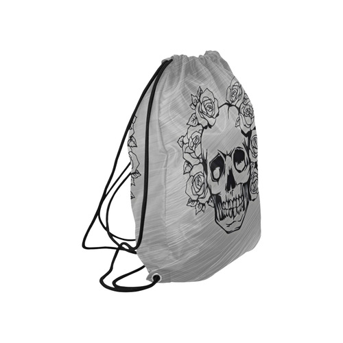 skull with roses Large Drawstring Bag Model 1604 (Twin Sides)  16.5"(W) * 19.3"(H)