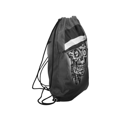 Elegant Skull with hat,B&W Small Drawstring Bag Model 1604 (Twin Sides) 11"(W) * 17.7"(H)