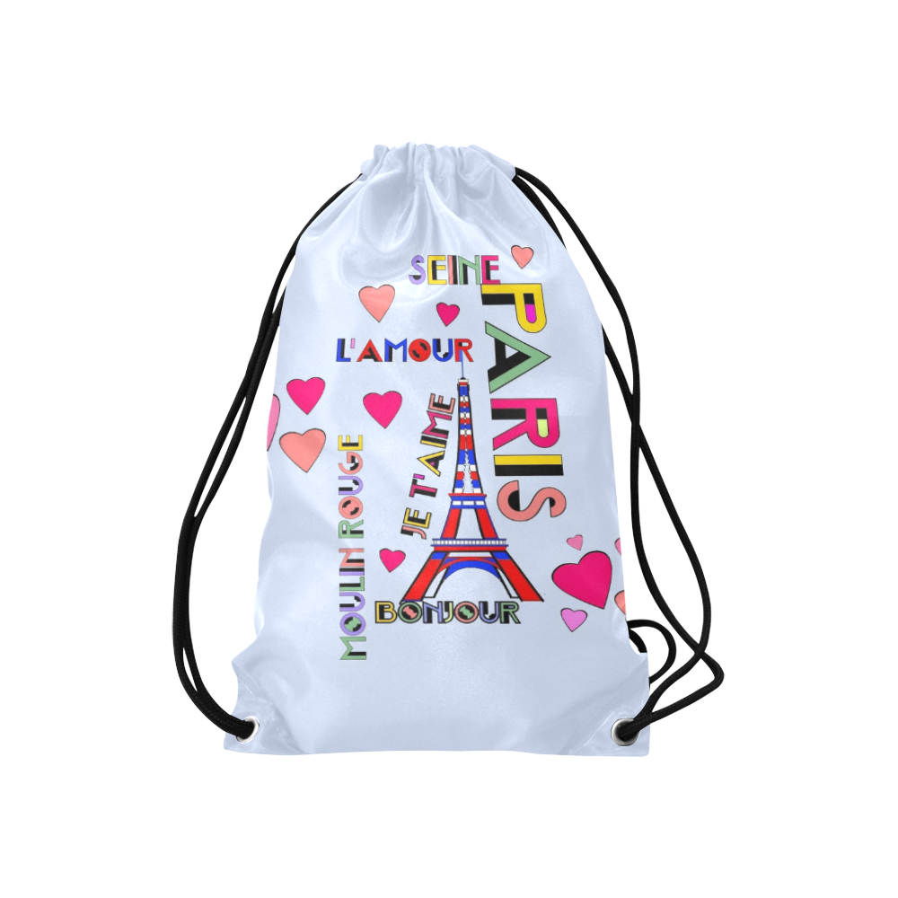 Paris City By Nico Bielow Small Drawstring Bag Model 1604 (Twin Sides) 11"(W) * 17.7"(H)