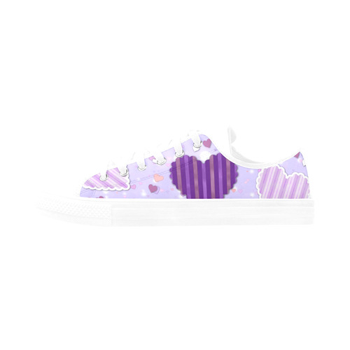 Purple Patchwork Hearts Aquila Microfiber Leather Women's Shoes/Large Size (Model 031)