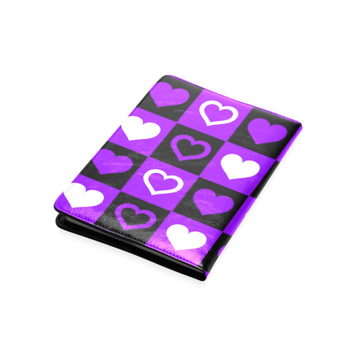 Purple White Black Heart Squares Custom NoteBook A5