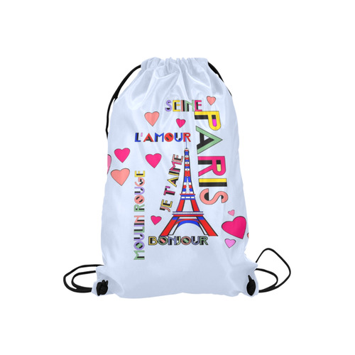 Paris City By Nico Bielow Small Drawstring Bag Model 1604 (Twin Sides) 11"(W) * 17.7"(H)