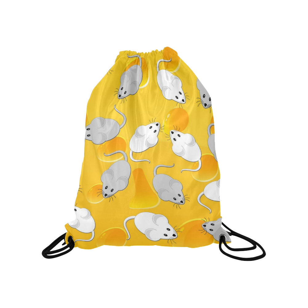 mice on cheese Medium Drawstring Bag Model 1604 (Twin Sides) 13.8"(W) * 18.1"(H)