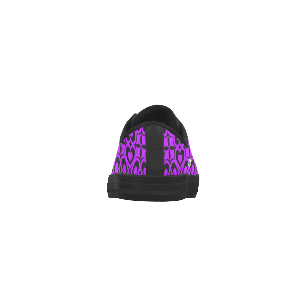Purple Black Heart Lattice Aquila Microfiber Leather Women's Shoes (Model 031)