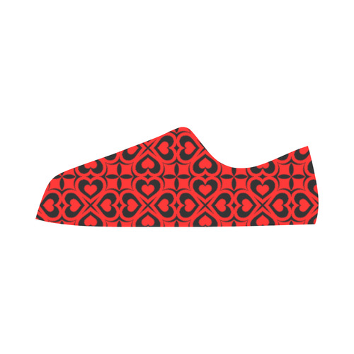 Red Black Heart Lattice Aquila Microfiber Leather Women's Shoes/Large Size (Model 031)
