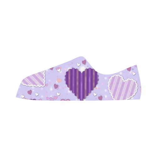 Purple Patchwork Hearts Aquila Microfiber Leather Women's Shoes (Model 031)