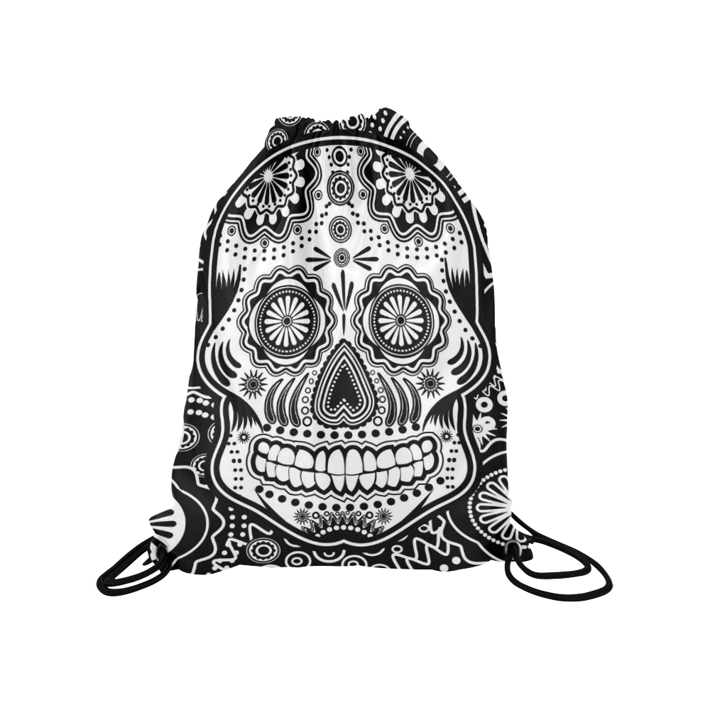 sugar skull Medium Drawstring Bag Model 1604 (Twin Sides) 13.8"(W) * 18.1"(H)