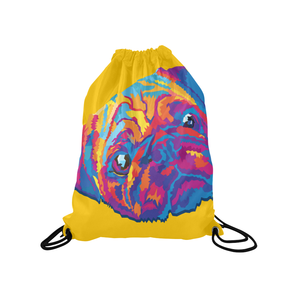 pop art pug Medium Drawstring Bag Model 1604 (Twin Sides) 13.8"(W) * 18.1"(H)