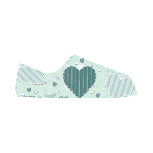 Mint Green Patchwork Hearts Aquila Microfiber Leather Women's Shoes (Model 031)