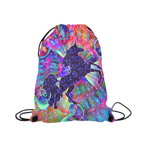 UNICORN OF THE UNIVERSE multicolored Large Drawstring Bag Model 1604 (Twin Sides)  16.5"(W) * 19.3"(H)