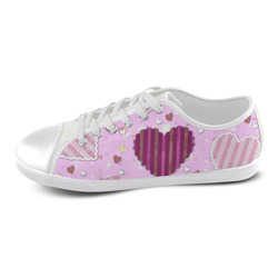 Pink Patchwork Hearts Canvas Shoes for Women/Large Size (Model 016)