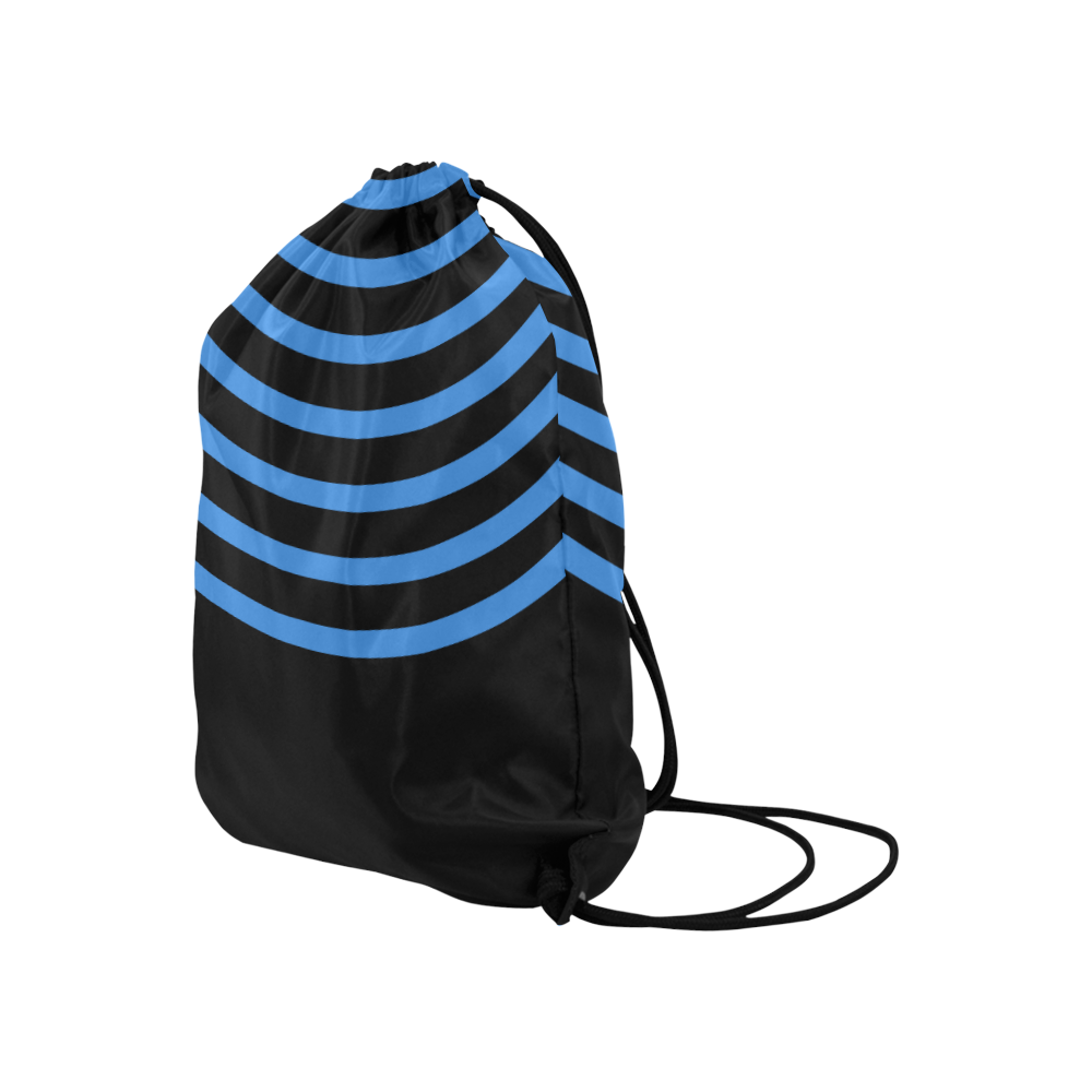 Modern Black Background Arch Stripes Cut Large Drawstring Bag Model 1604 (Twin Sides)  16.5"(W) * 19.3"(H)