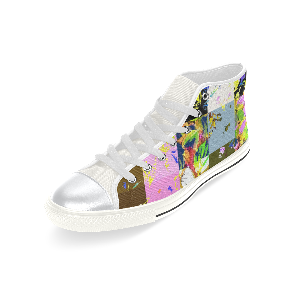 Foliage Patchwork #3 - Jera Nour High Top Canvas Women's Shoes/Large Size (Model 017)