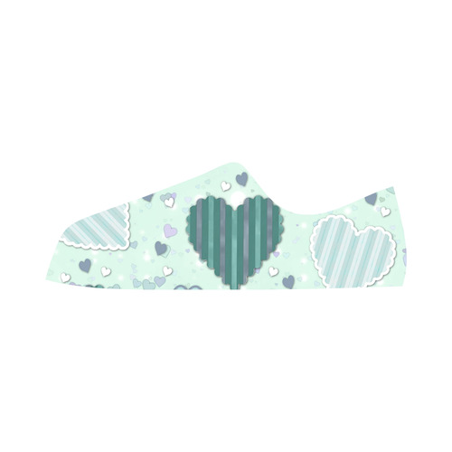 Mint Green Patchwork Hearts Aquila Microfiber Leather Women's Shoes/Large Size (Model 031)