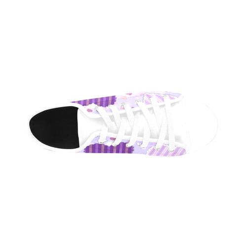 Purple Patchwork Hearts Aquila Microfiber Leather Women's Shoes/Large Size (Model 031)