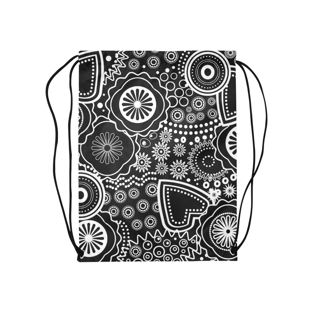 black and white Medium Drawstring Bag Model 1604 (Twin Sides) 13.8"(W) * 18.1"(H)