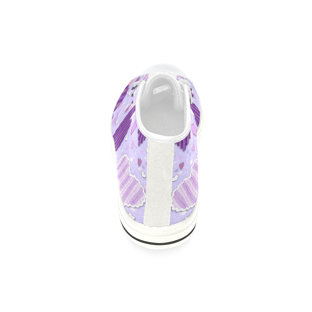 Purple Patchwork Hearts High Top Canvas Women's Shoes/Large Size (Model 017)