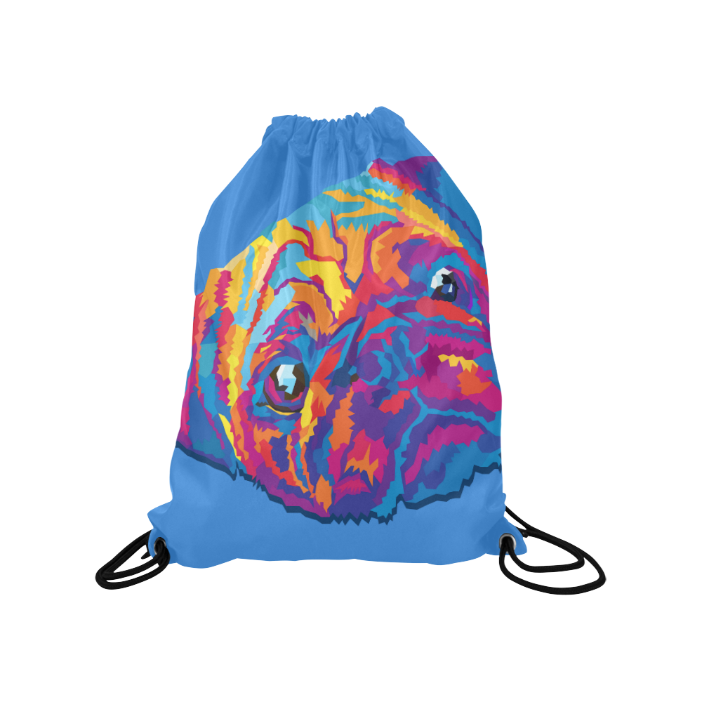 pop art pug Medium Drawstring Bag Model 1604 (Twin Sides) 13.8"(W) * 18.1"(H)