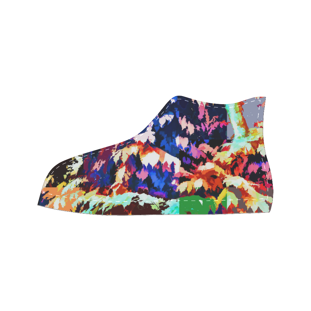 Foliage Patchwork #7 - Jera Nour High Top Canvas Women's Shoes/Large Size (Model 017)