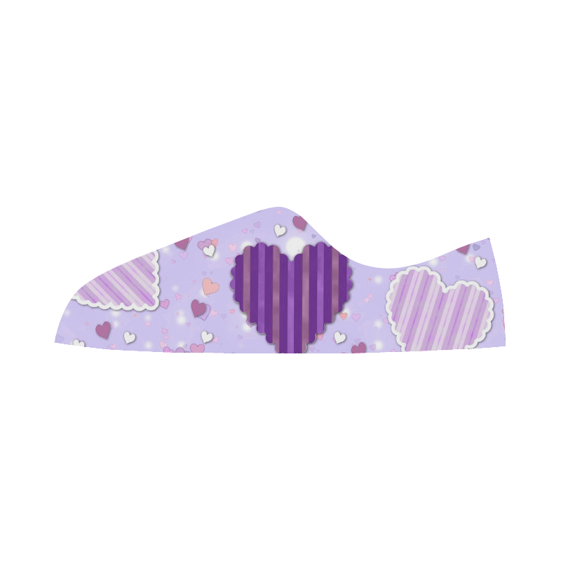 Purple Patchwork Hearts Women's Canvas Zipper Shoes/Large Size (Model 001)