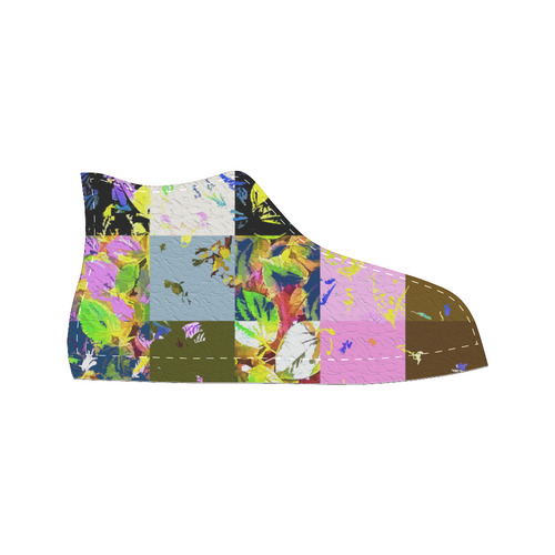 Foliage Patchwork #3 - Jera Nour High Top Canvas Women's Shoes/Large Size (Model 017)