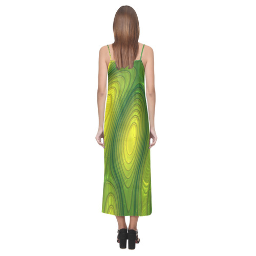 glossy 3D abstract 02 by JamColors V-Neck Open Fork Long Dress(Model D18)