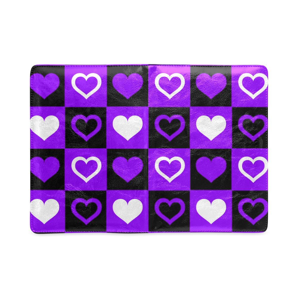 Purple White Black Heart Squares Custom NoteBook A5