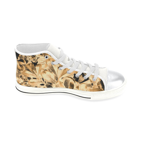 Foliage #2 Gold - Jera Nour High Top Canvas Women's Shoes/Large Size (Model 017)