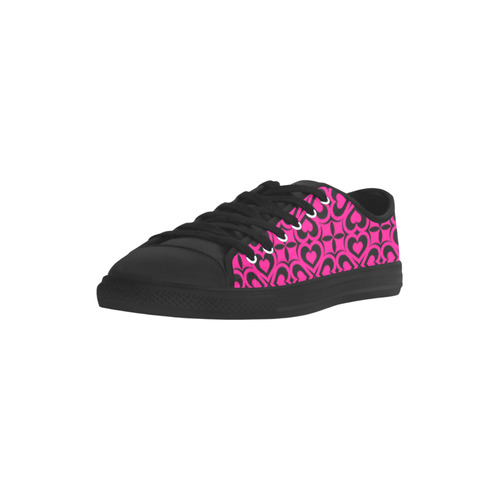 Pink Black Heart Lattice Aquila Microfiber Leather Women's Shoes (Model 031)