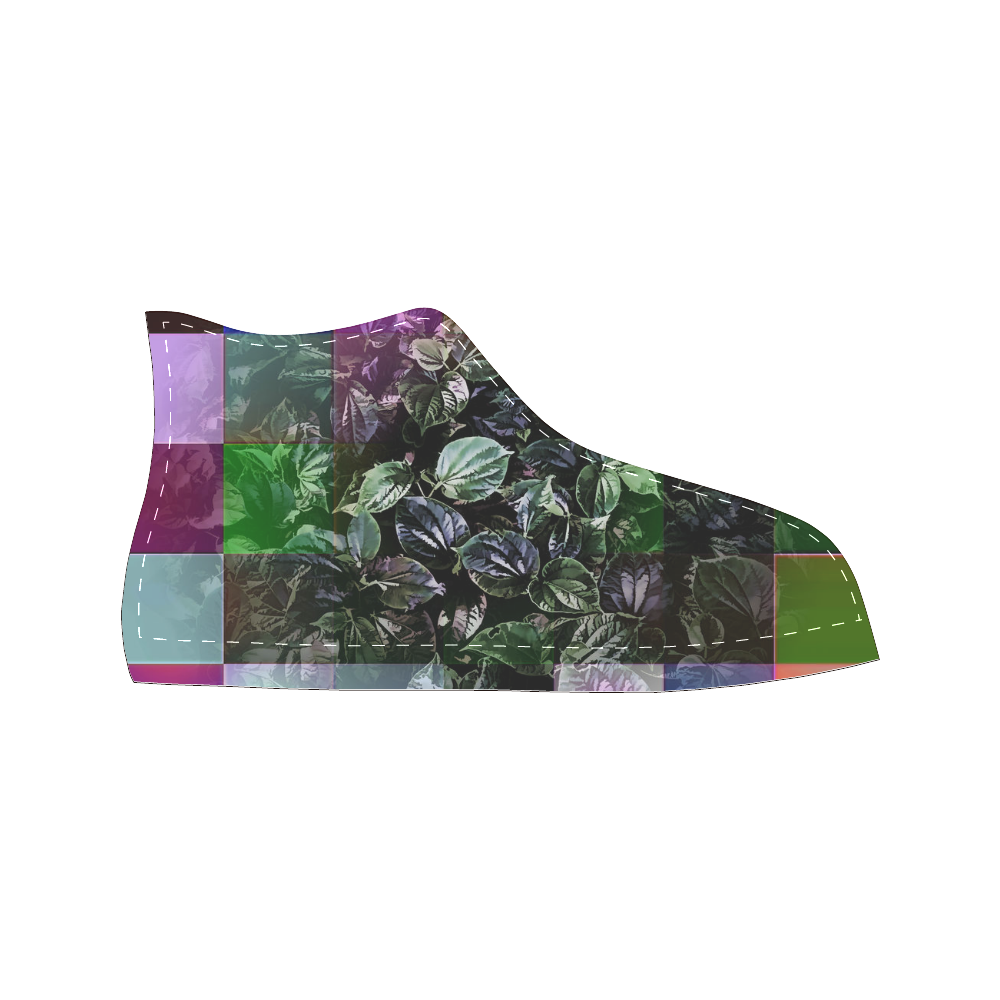 Foliage Patchwork #13 - Jera Nour High Top Canvas Women's Shoes/Large Size (Model 017)