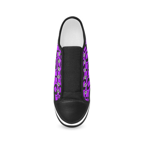 Purple Black Heart Lattice Women's Canvas Zipper Shoes/Large Size (Model 001)