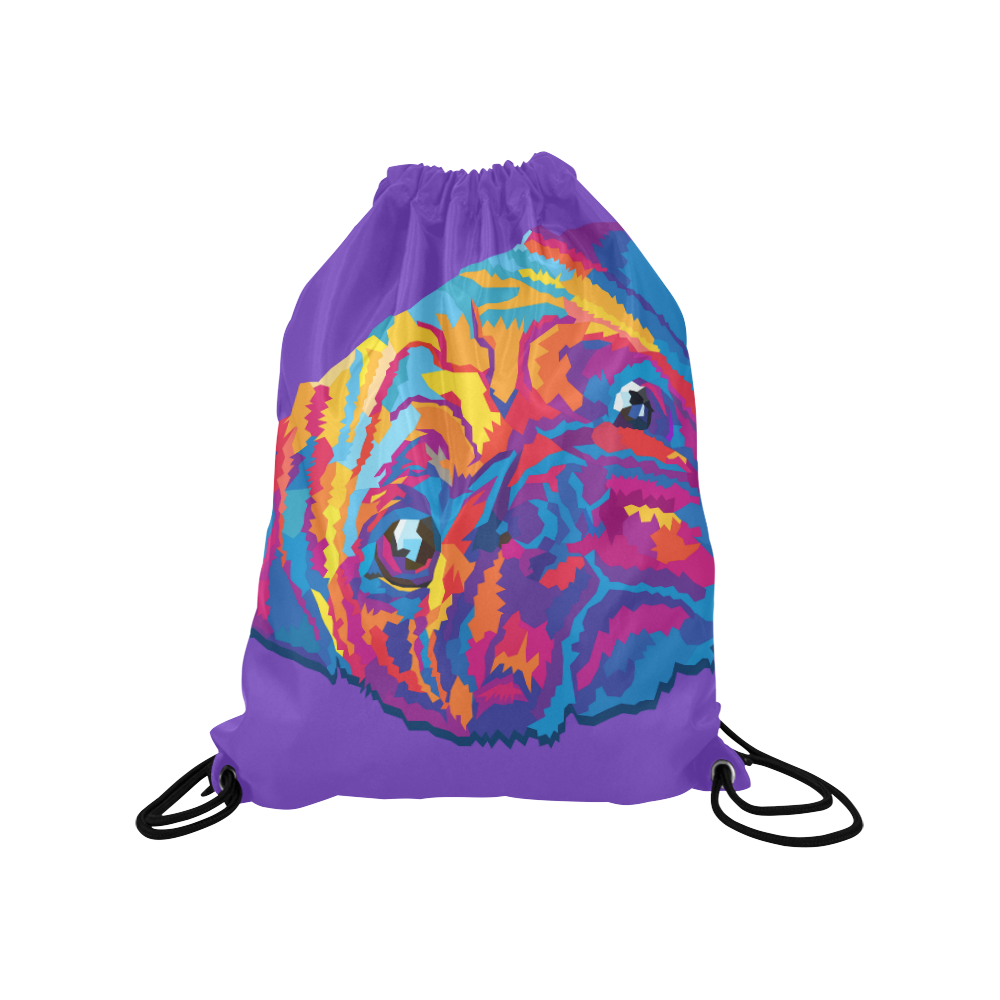 pop art pug Medium Drawstring Bag Model 1604 (Twin Sides) 13.8"(W) * 18.1"(H)
